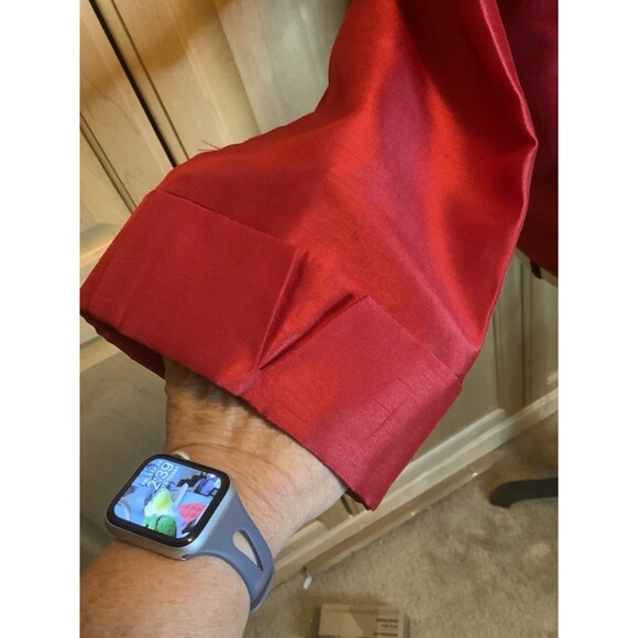 Chico’s Women’s 2 US L Shantung Short Jacket Bright Holiday Red 3/4 Sleeve - Picture 4 of 13